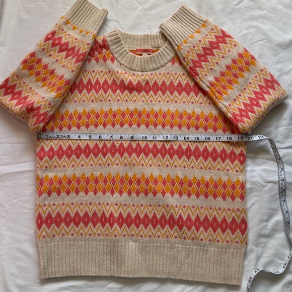 J. Crew 100% Cashmere Women's Sweater - Pink, Yellow, Cream Geometric Design - Picture 9 of 12